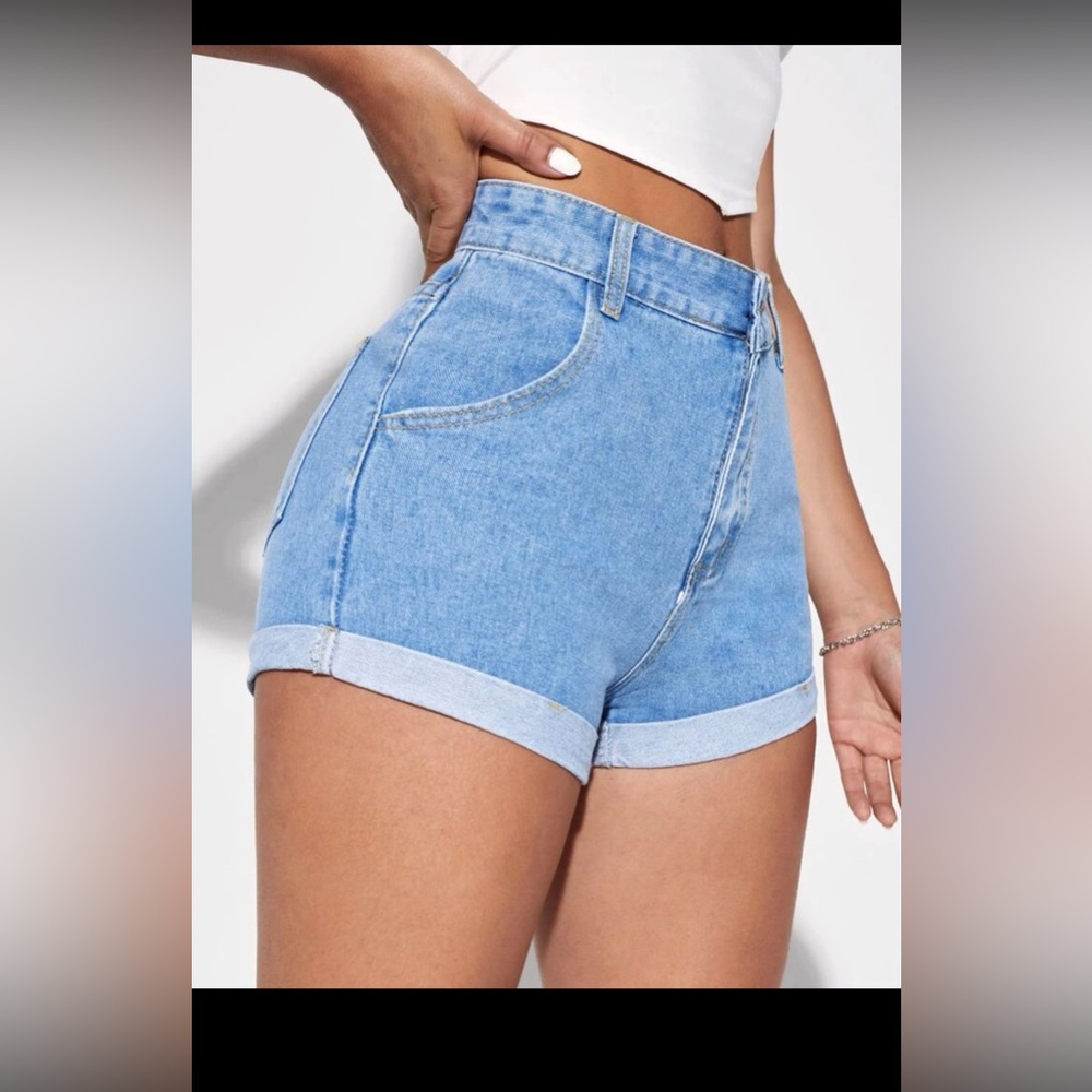 Rolled Hem Denim Shorts